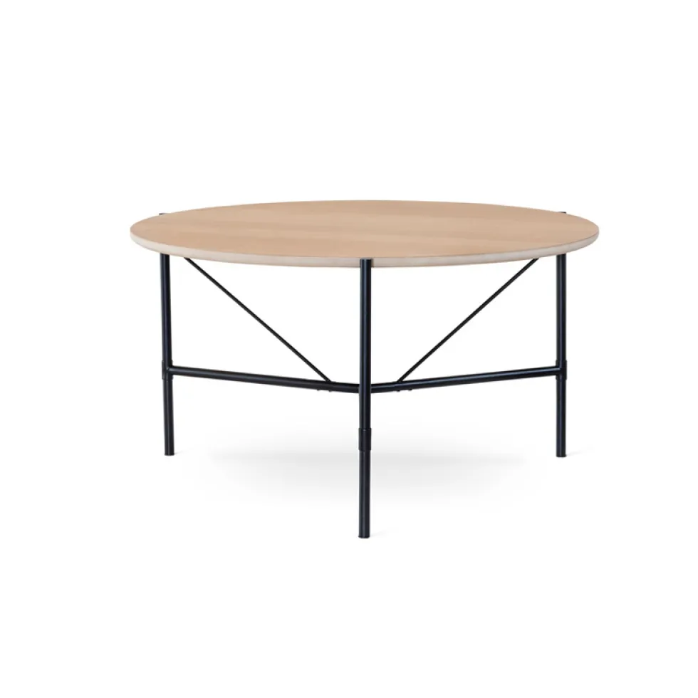 ALE matbord runt 135 cm vitoljad ek, svart metallunderrede