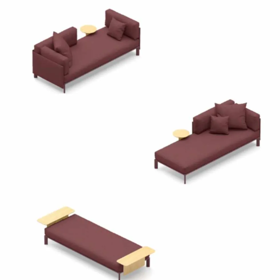 Anagram Sofa 220cm schäslong Bordeaux modulsoffa