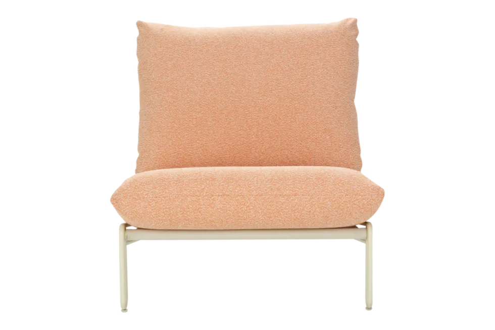 Blixt loungefåtölj – Pearl White / Teddy Orange