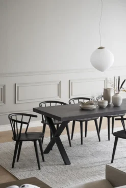 Brooklyn matbord 220×95 X-ben svart metall