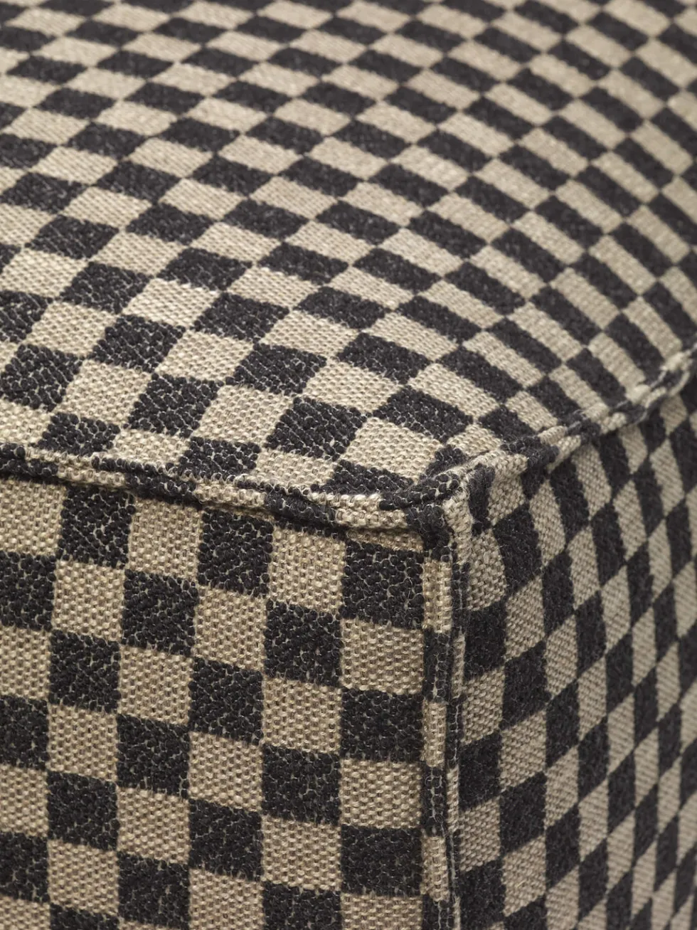 Catena Pouf Rec S501 Check – Sand/Svart Fotpall