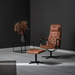Chic fåtölj & pall läder