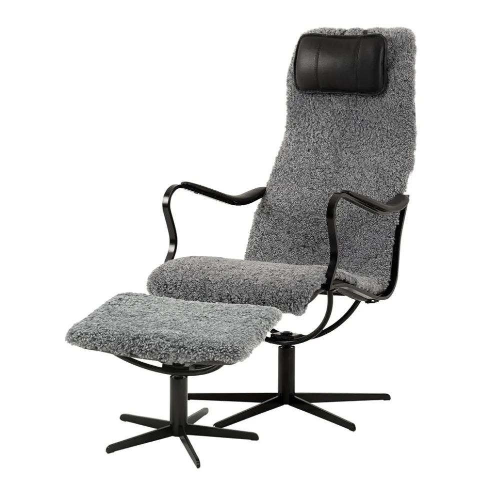 Chic fåtölj & pall läder