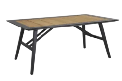 Chios 175×100 H73 svart/teak matbord