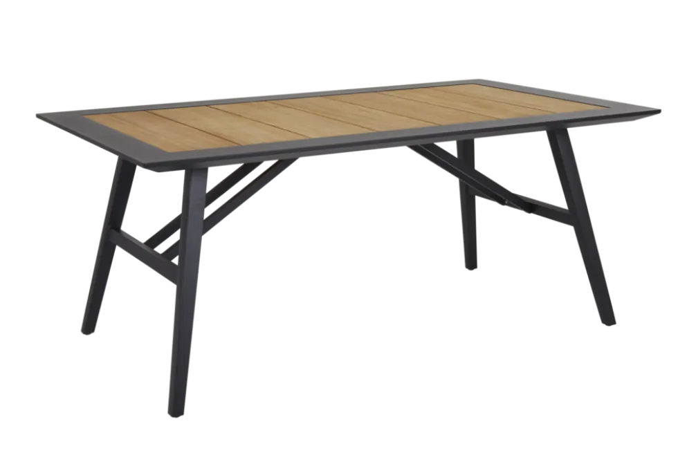 Chios 175×100 H73 svart/teak matbord