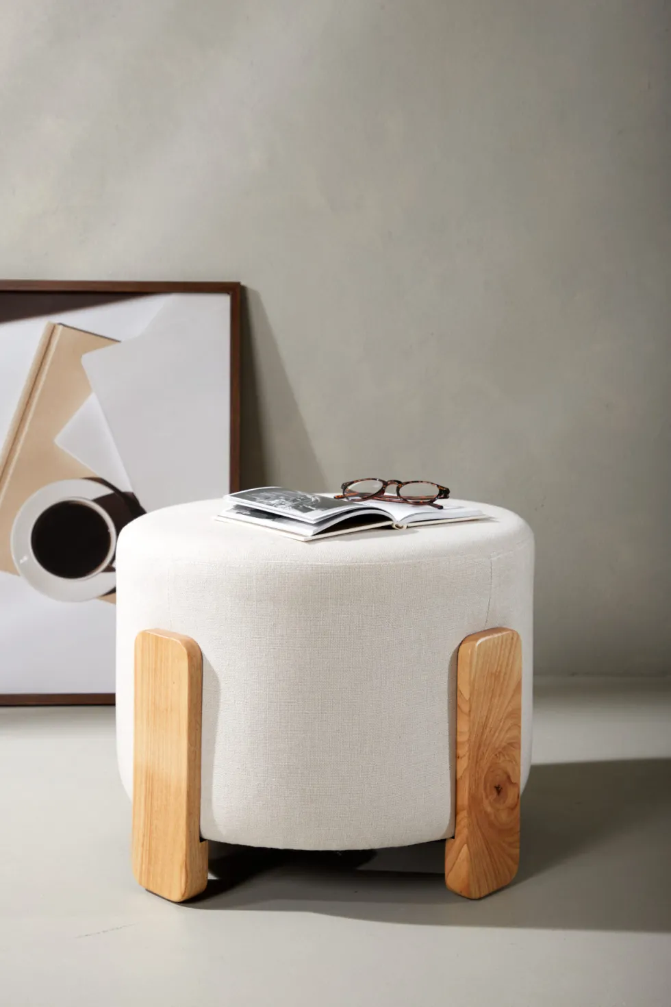 Coffey Ottoman ⌀50 ⌀50 White