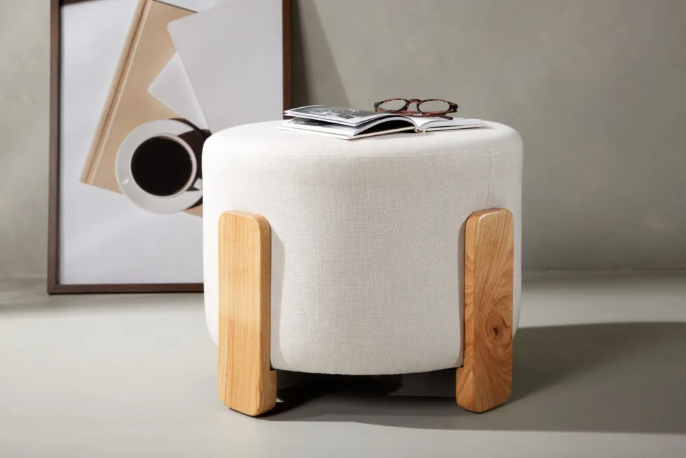 Coffey Ottoman ⌀50 ⌀50 White