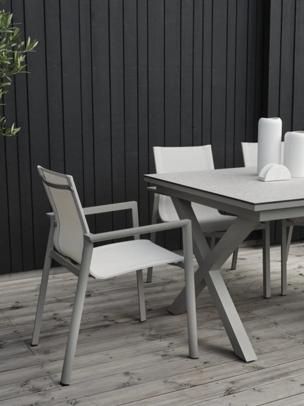 Delia khaki/textilene karmstol