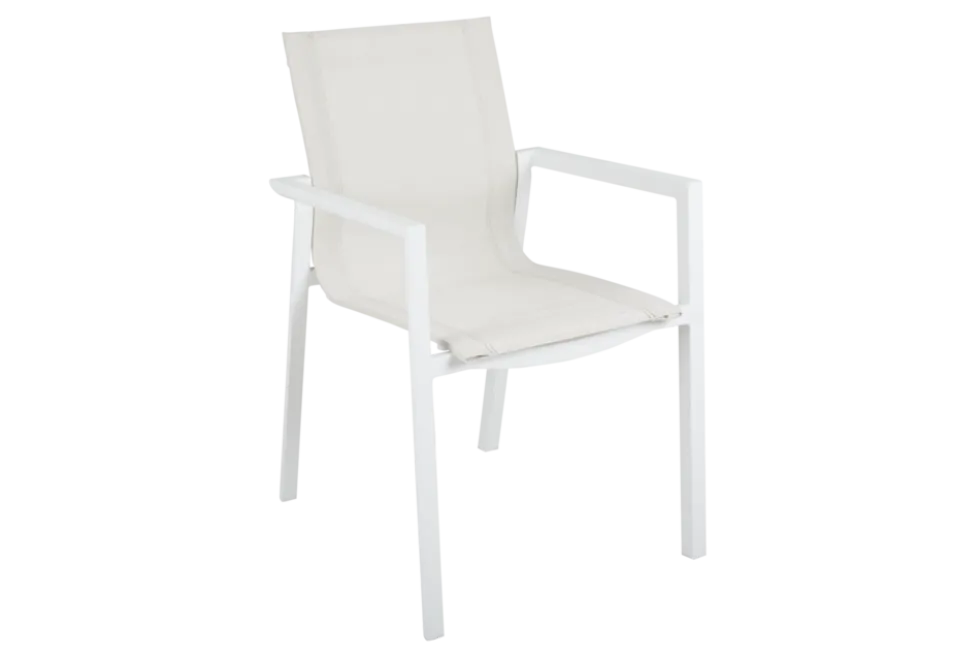 Delia vit/textilene karmstol