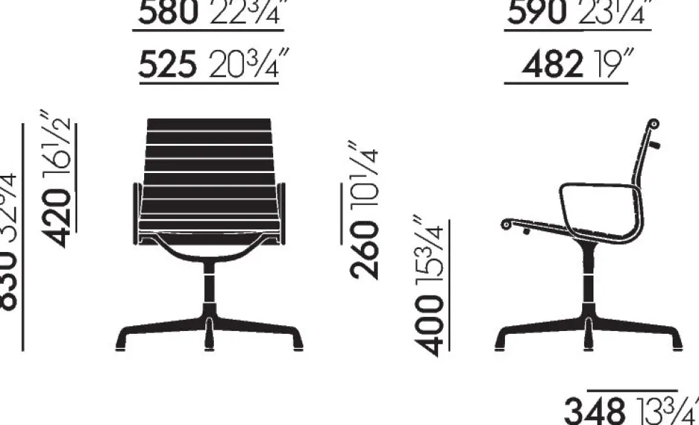 Eames EA 108 Aluminium Group kontorsstol