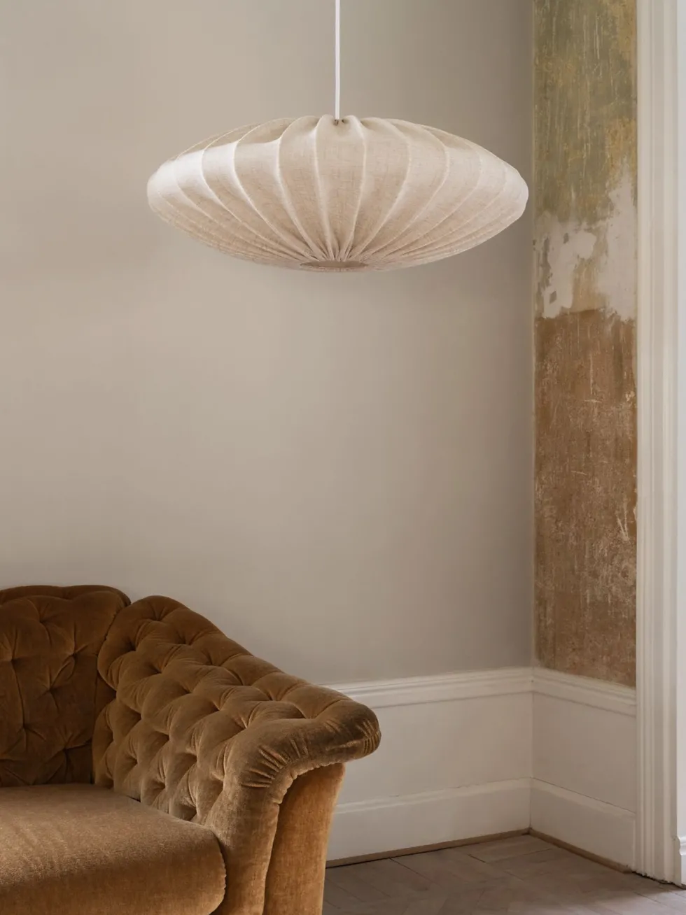 Ellipse 65 – Taklampa i bomull eller linne, 65 cm