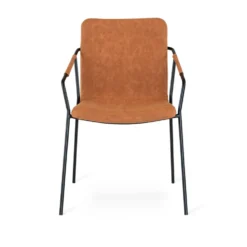 EVO stol cognac PU, svarta metall ben
