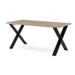 FLEET matbord 160 cm vitoljad ek, svart X-ben