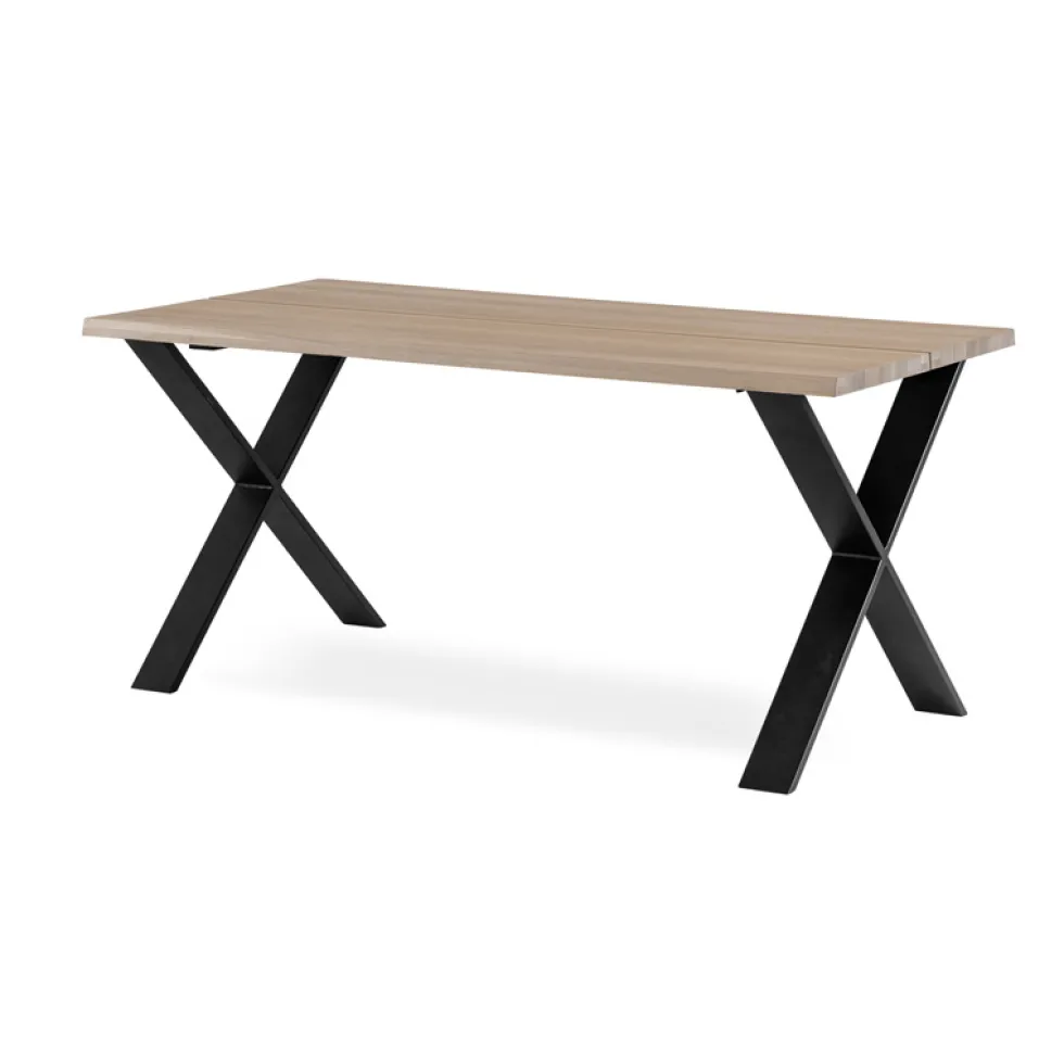 FLEET matbord 160 cm vitoljad ek, svart X-ben