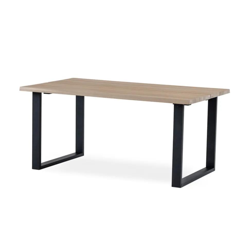 FLEET matbord 160 cm vitoljad ek, svart U-ben
