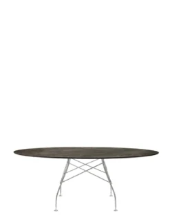 Glossy Ovalt marmorbord Kromade ben 192×118 cm