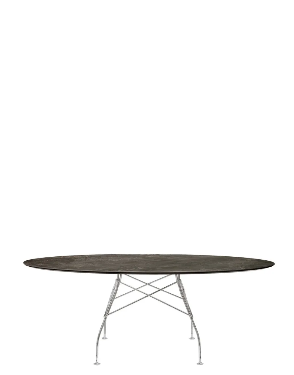 Glossy Ovalt marmorbord Kromade ben 192×118 cm