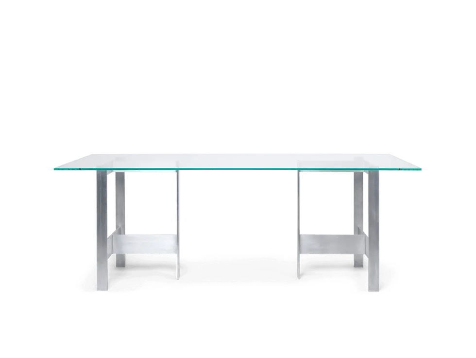 Lager Matbord – 90 x 200 – Glas/Aluminium