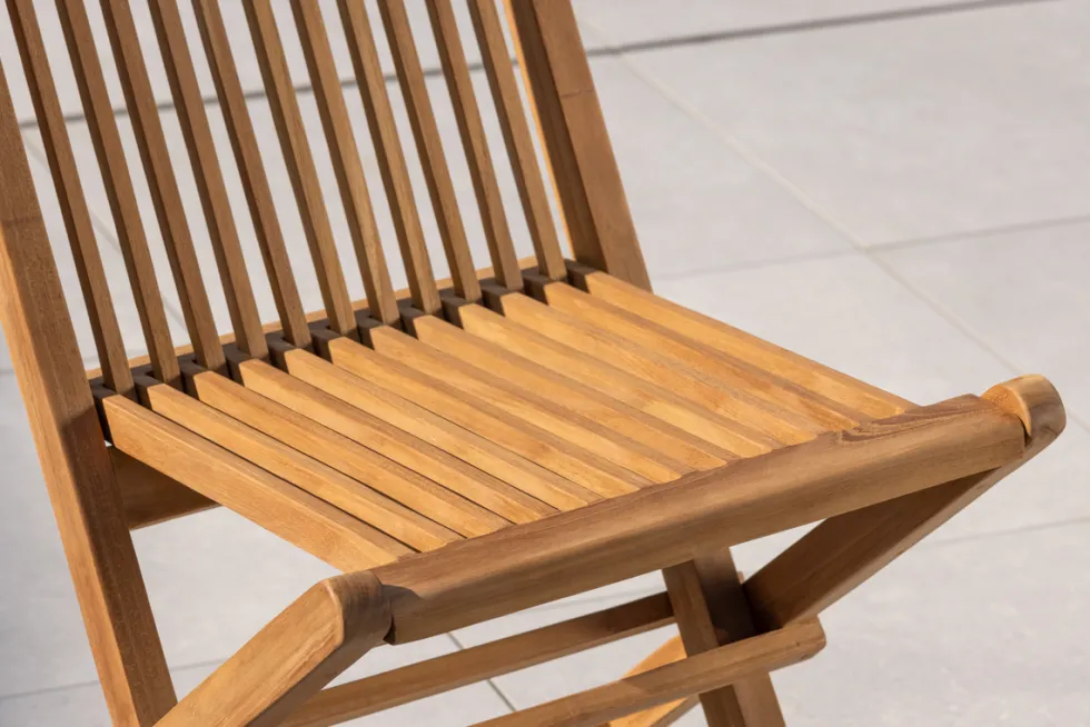 Lyon caféset i teak – cafébord med 2 stolar