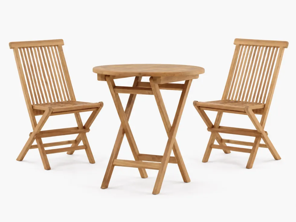 Lyon caféset i teak – cafébord med 2 stolar
