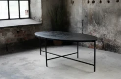 MONZA soffbord ellips 140 cm svart bets /svart metall underrede