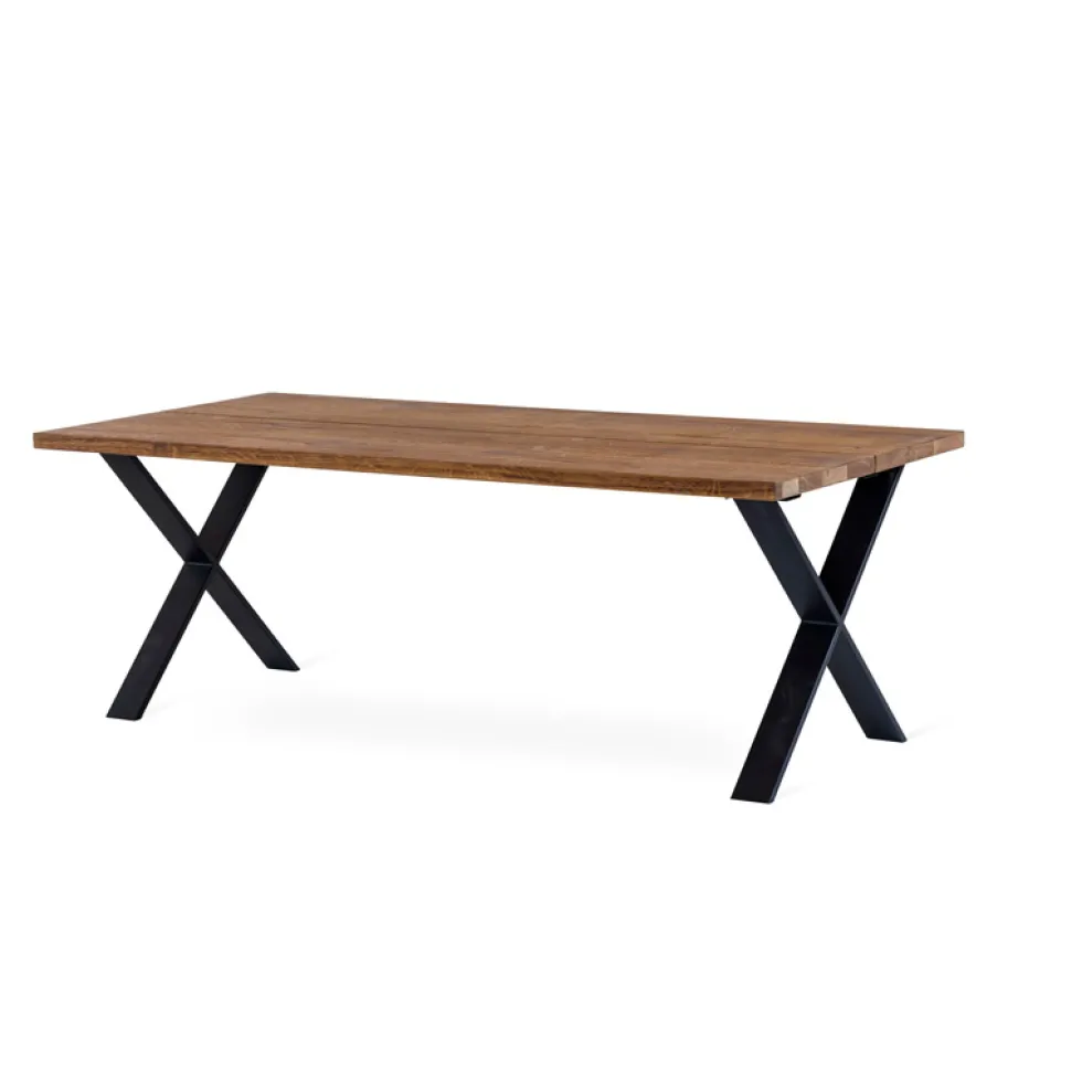NARVIK matbord 210 cm oljad vildek, svart X-ben