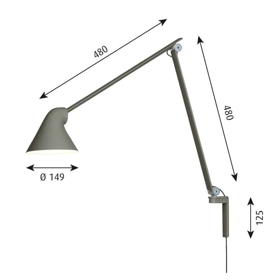 NJP vägglampa lång arm