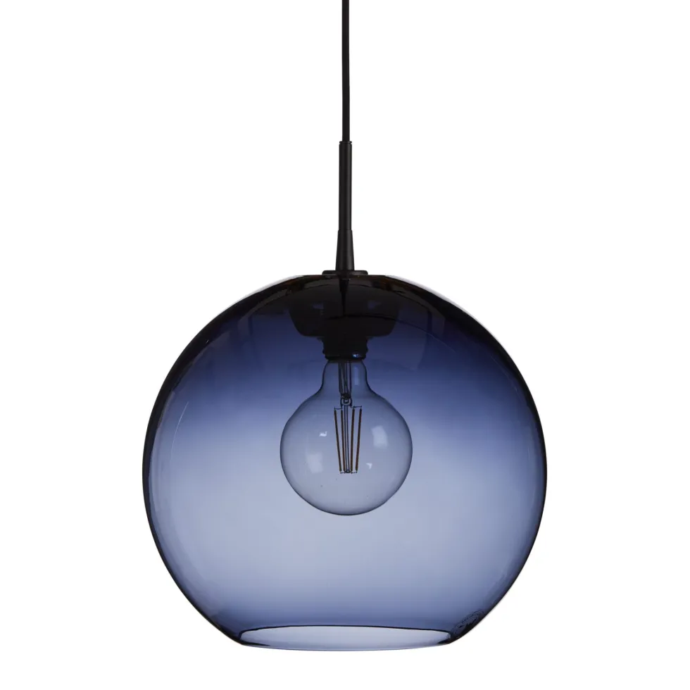 Pendel Gloria Ø38 svartstruktur/blått glas