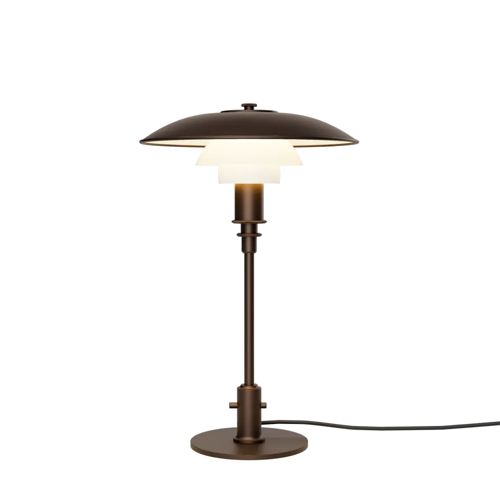 PH 3/2 bordslampa i åldrad mässing och opalglas