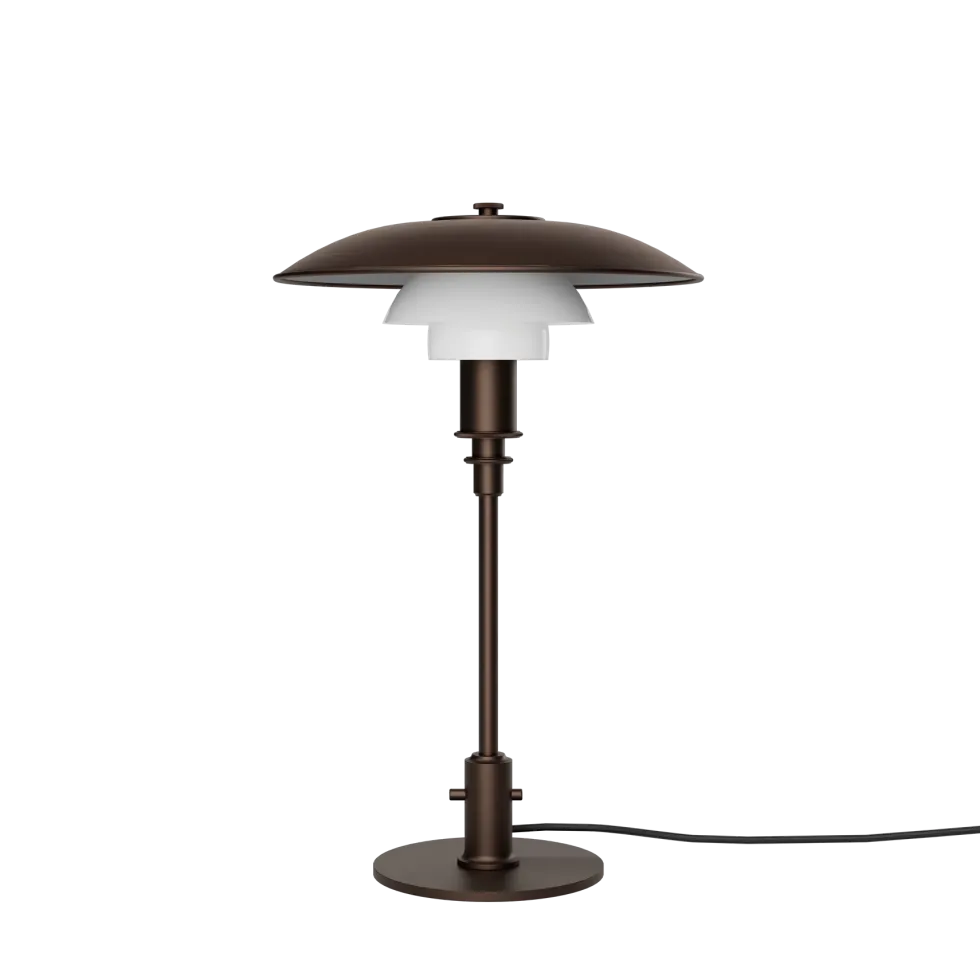 PH 3/2 bordslampa i åldrad mässing och opalglas