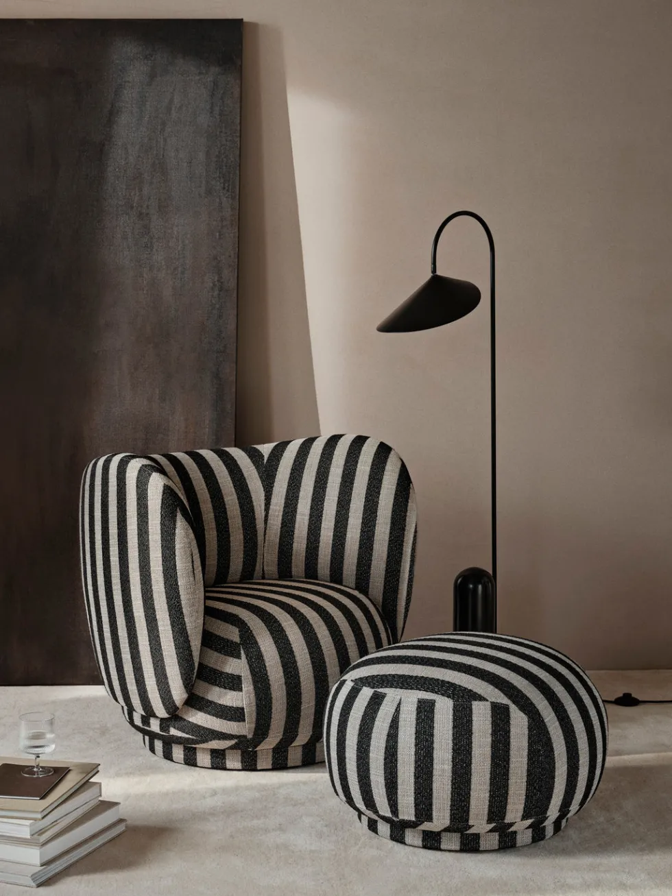 Rico Pouf Louisiana – Sand/Svart Fotpall