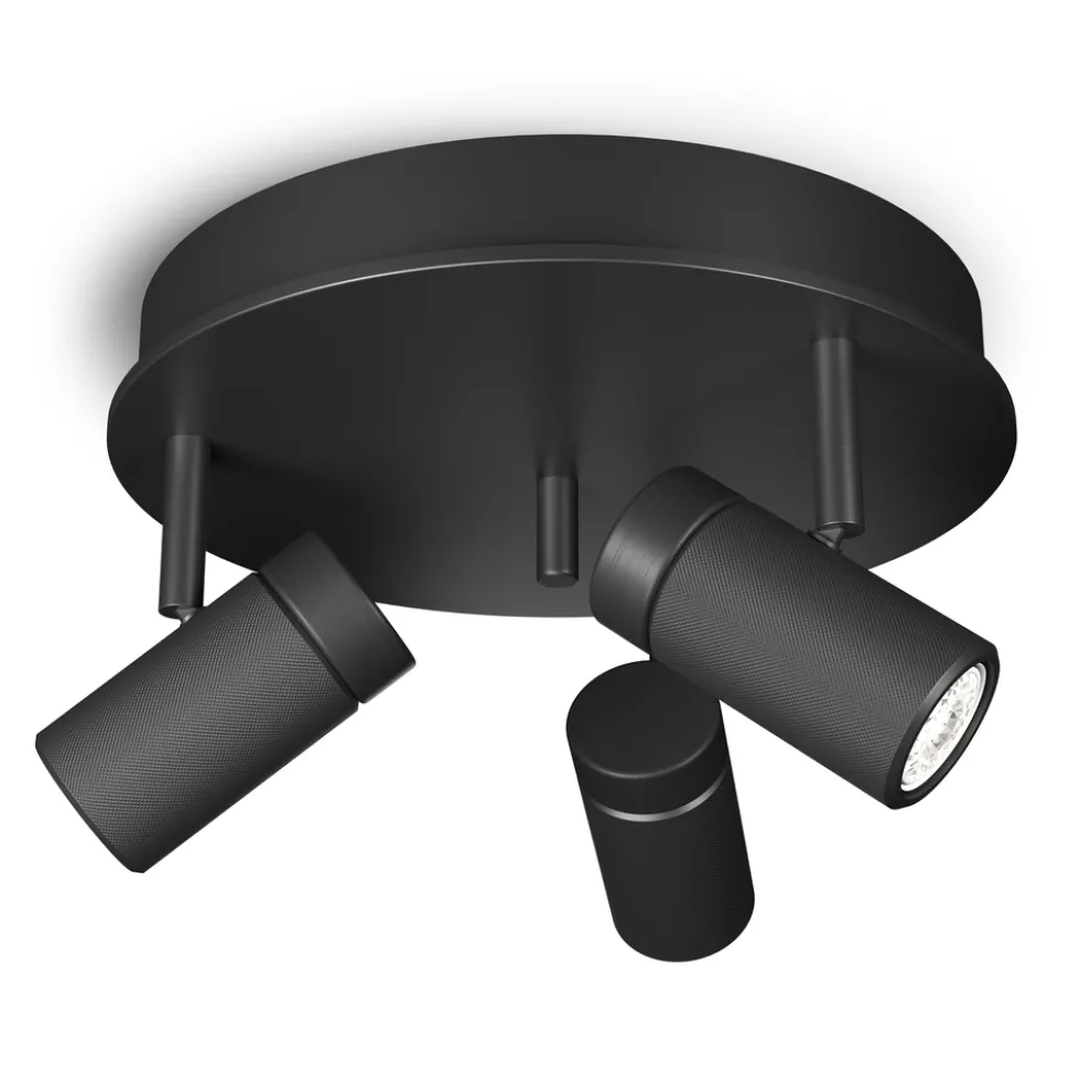 Spotlight Holder rund 3 lampor svart