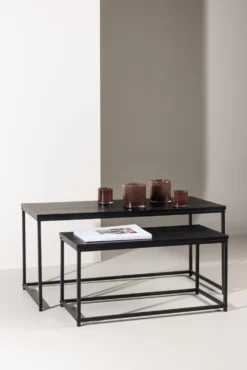 Staal Soffbord Bord 1: 100 cm Bord 2: 75 cm x Bord 1: 43 cm Bord 2: 33 Black