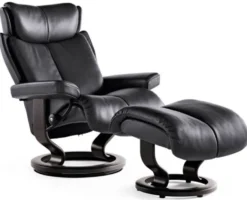 Stressless Magic L fåtölj & pall Signature base