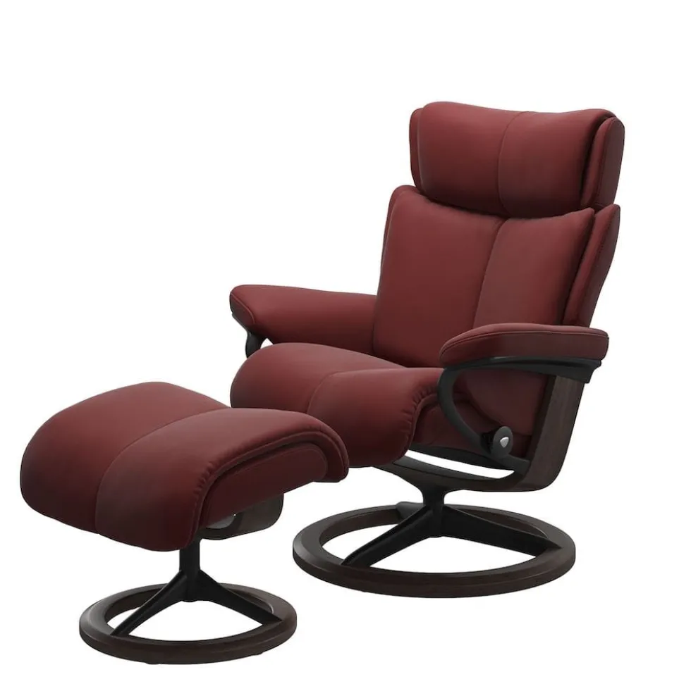 Stressless Magic M fåtölj & pall Signature base