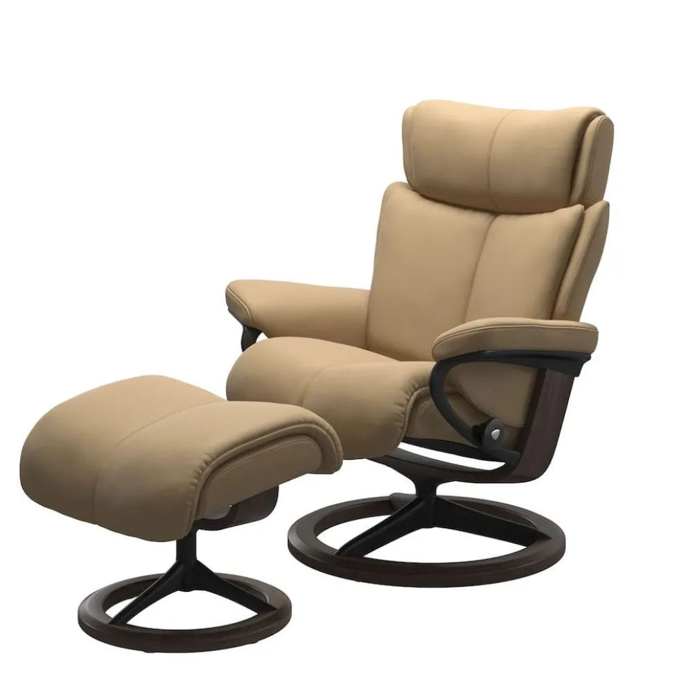 Stressless Magic M fåtölj & pall Signature base