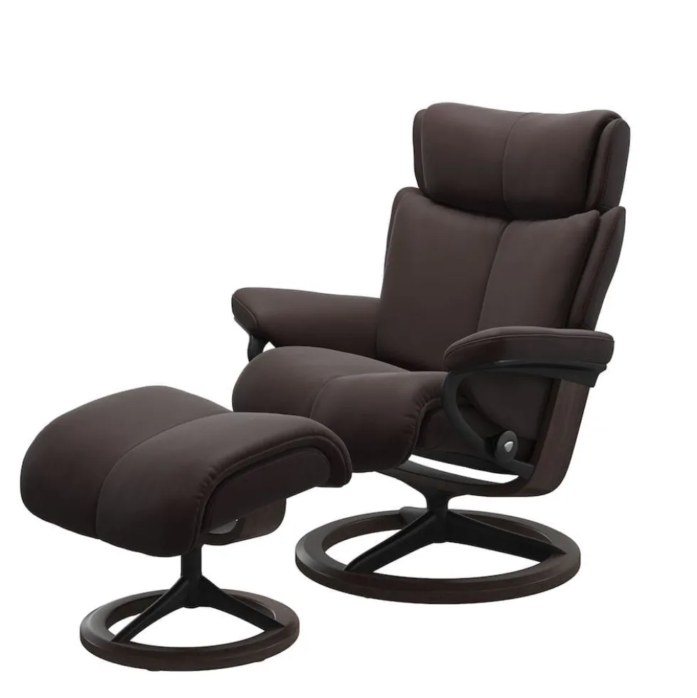 Stressless Magic M fåtölj & pall Signature base