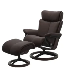 Stressless Magic S fåtölj & pall Signature base