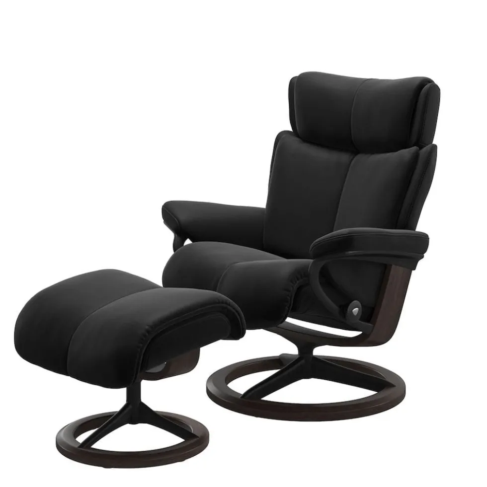 Stressless Magic S fåtölj & pall Signature base