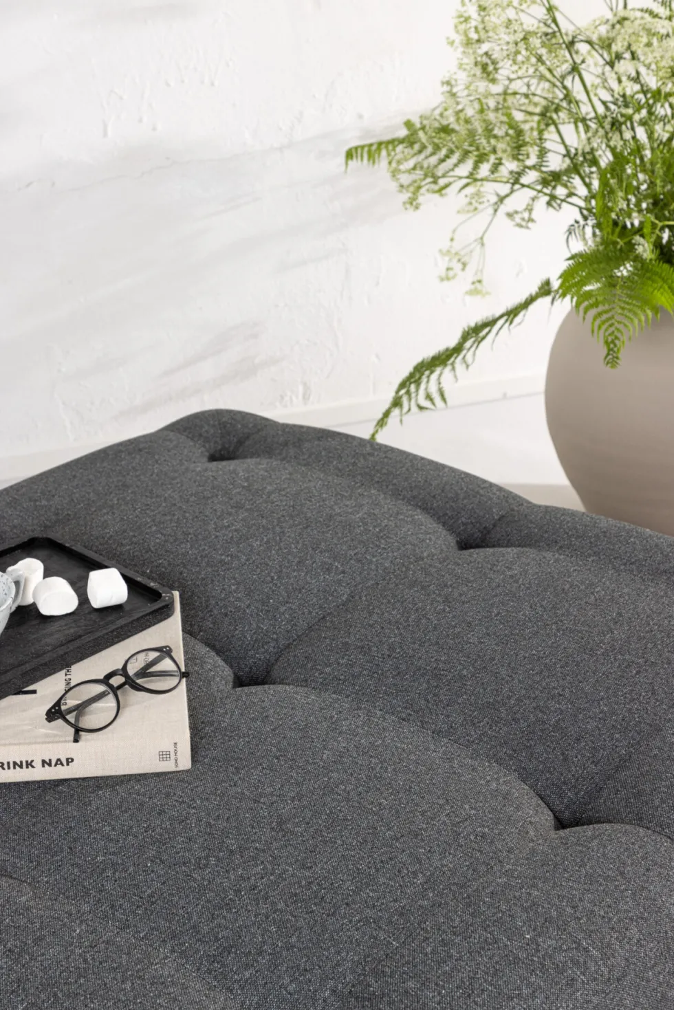 Turin Puff 100 x 40 x 100 Dark Grey