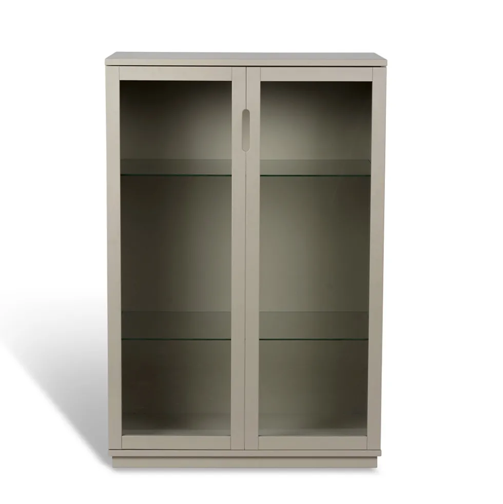 Volt vitrinskåp lågt beige
