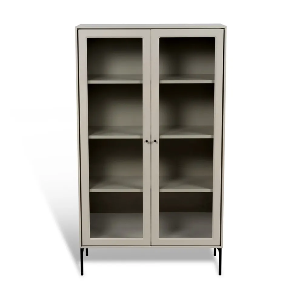 Volt vitrinskåp lågt beige