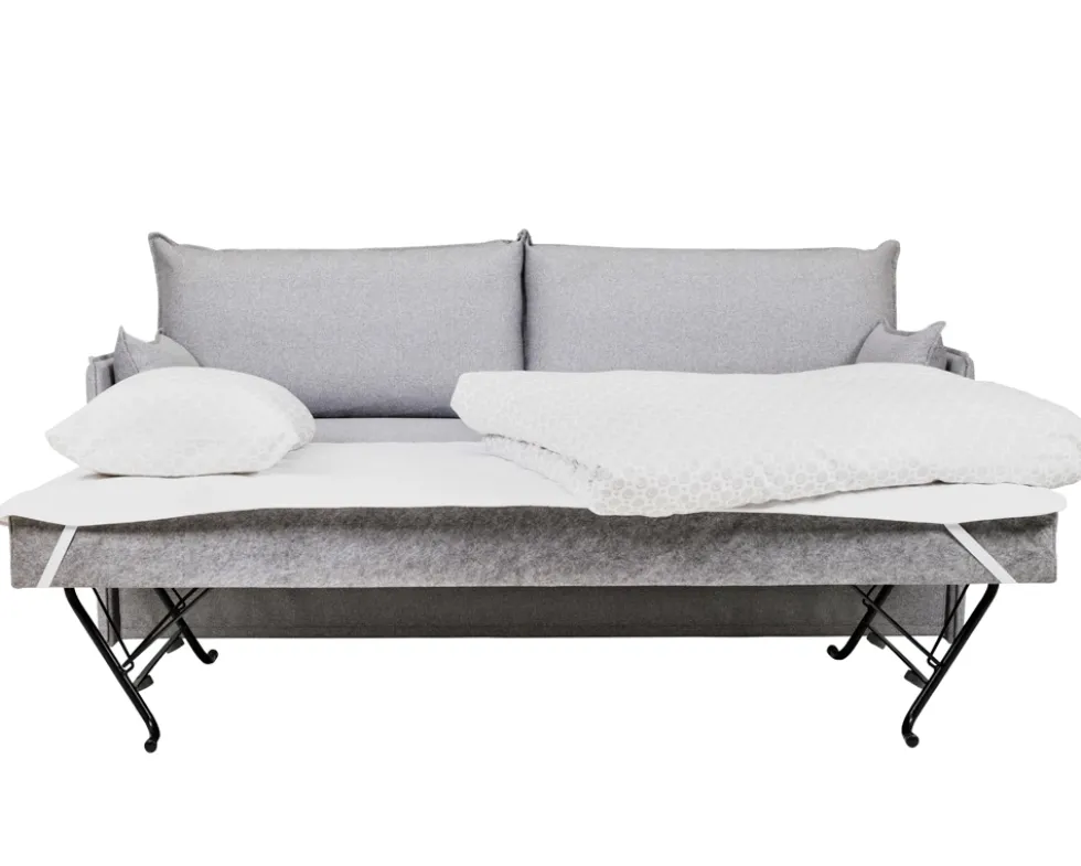 ZARA 3-sits bäddsoffa i Madeira Light Grey – med förvaring och hög komfort